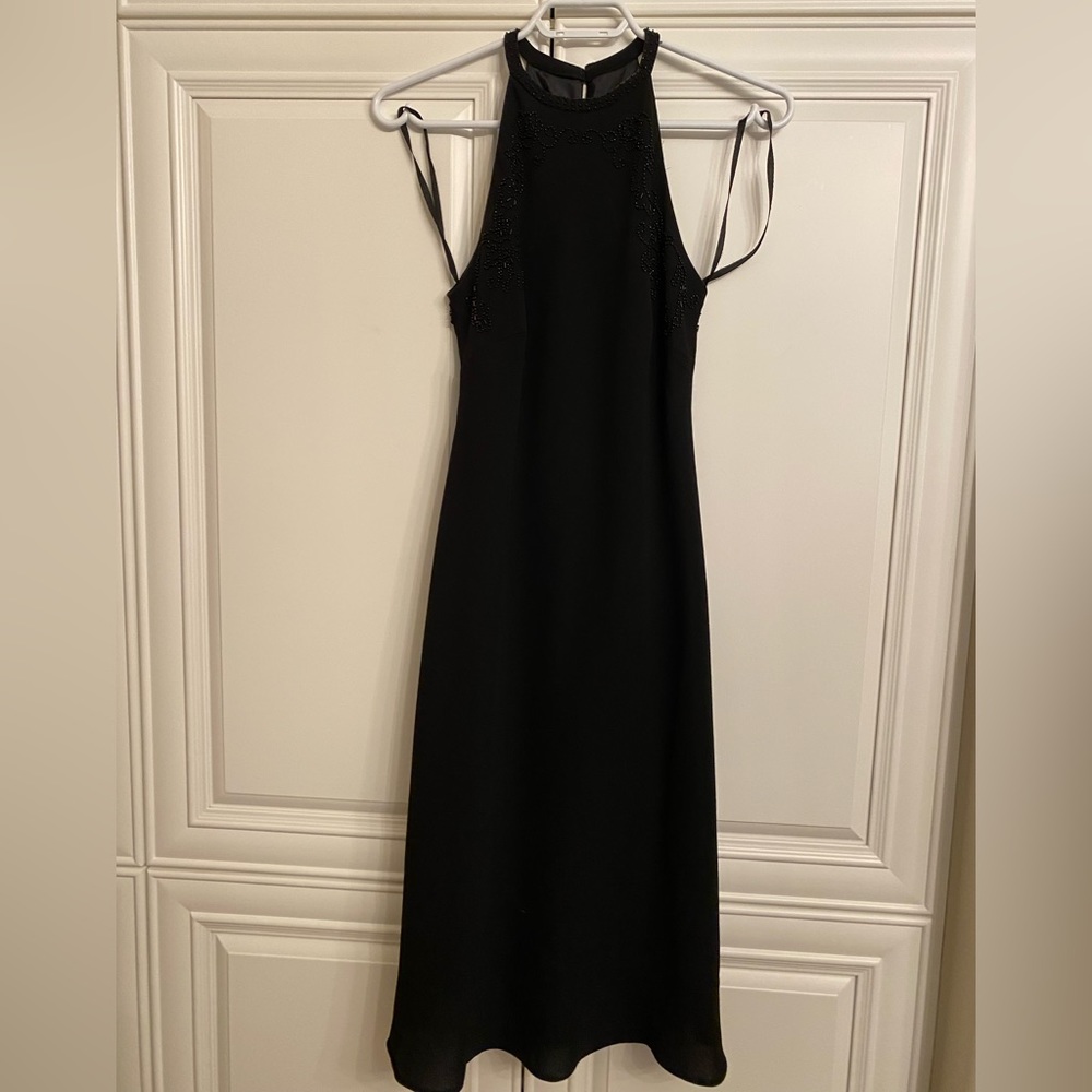 JONES NEW YORK DRESS. Size 6. Black Sleeveless Dress with Black Beads Holidays